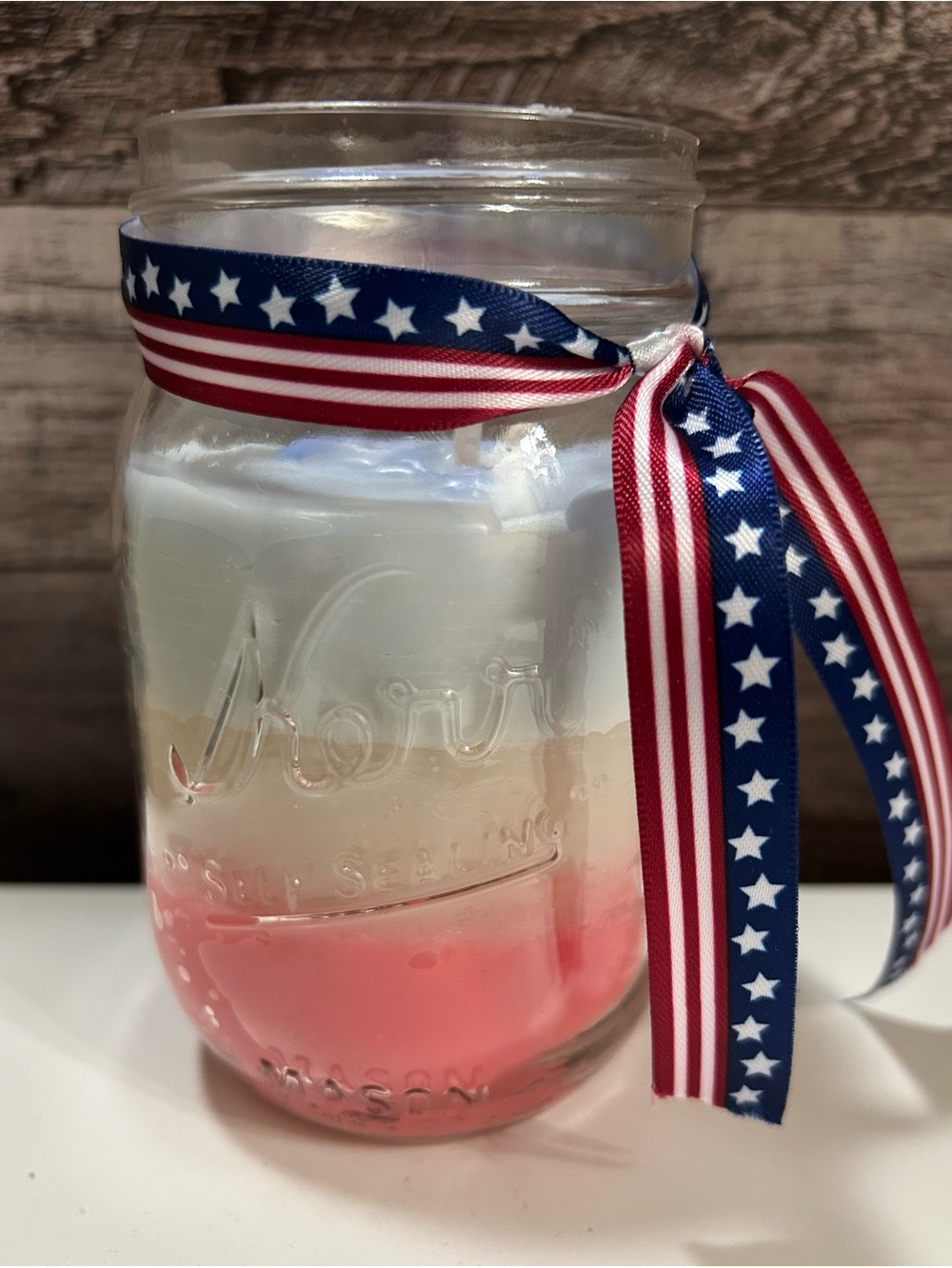 Patriotic Mason Jar Wax Candle